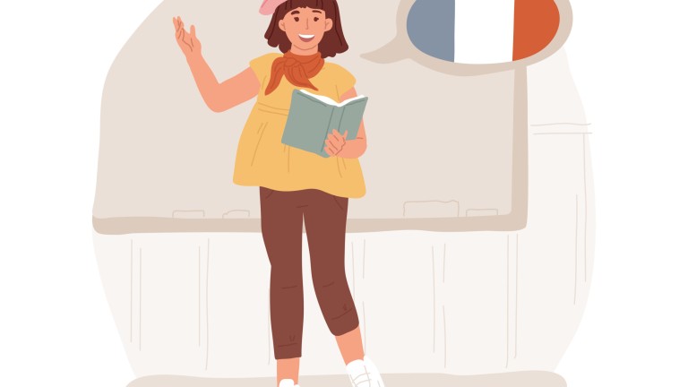 French lesson isolated cartoon vector illustration.